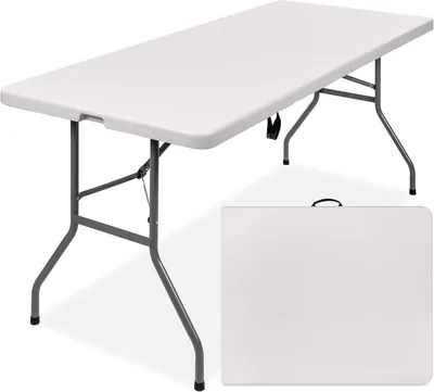Trade Kite 1.8m White Folding Camp Table - Heavy-Duty Portable Utility