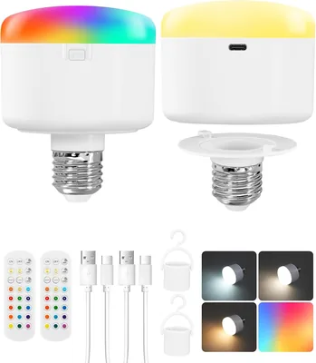 Set de 2 Lámparas Recargables GOEBLESON con Socket E27 y Control Remoto RGB