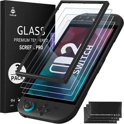 FUNLAB Protector de Pantalla para Nintendo Switch 2, Vidrio Templado Cristal 9H