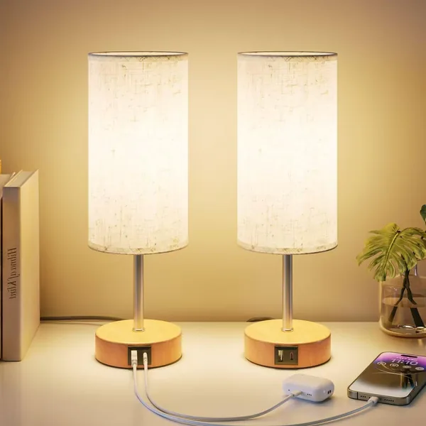 UPXNBOR Touch Control Bedside Table Lamps Set of 2