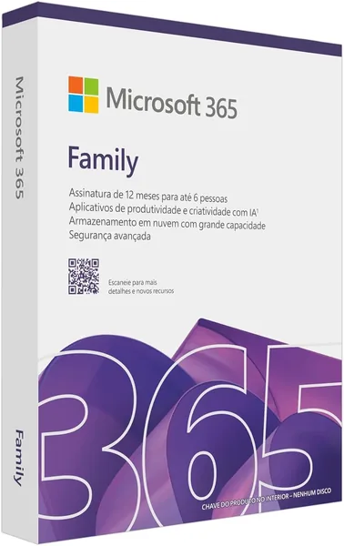 Microsoft 365 Family (12 meses) at 6 usu rios. Office apps com o Copilot incluso