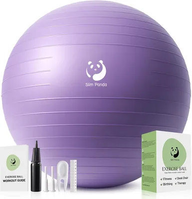Slim Panda Gymnastikboll, 21.6-33.5 Inch Explosion-Säk och Näringboll med Pumpa, Soft Yoga Boll för Tränning