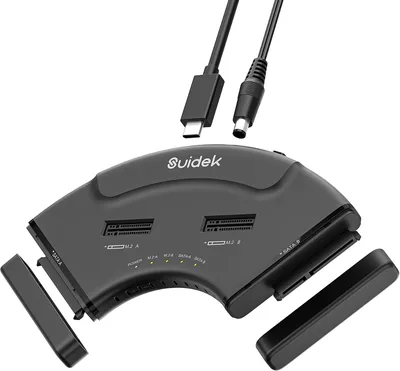 SUIDEK M.2 NVMe to SATA Adapter Reader, USB-C 4-Bay (2*M.2 & 2 *SATA) 10Gbps Hard Drive Reader, Supp