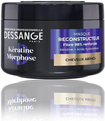 DESSANGE - Masque Reconstructeur Cheveux Keratine Morphose - Formule Enrichie en Keratine Végétale et Acide Hyaluronique - Réparation Intensive