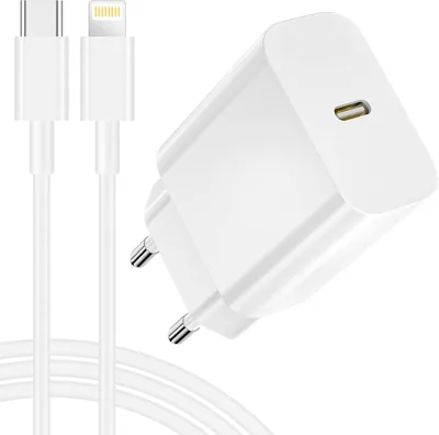 Original Apple MFi 25W iPhone Ladare, snabbt laddare för iPhone 14/13/12/11 Pro Max/Mini, USB-C Murplad med 2m Kabel