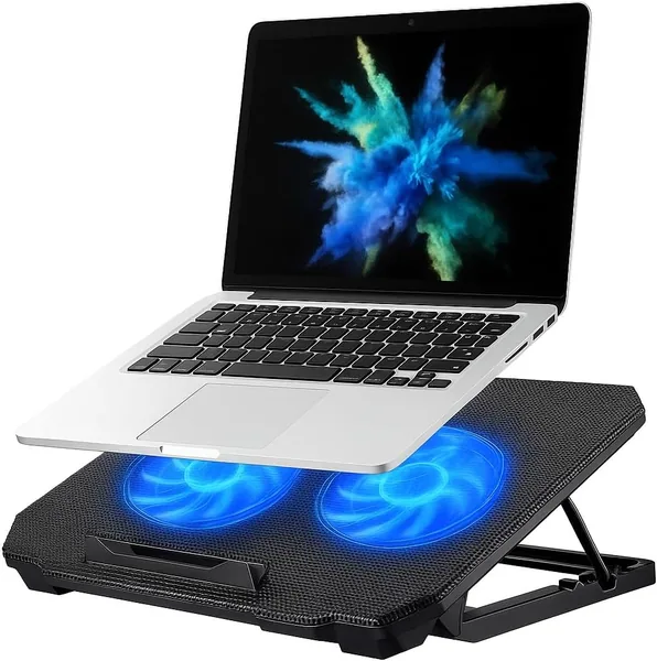 Suporte para Notebook com Cooler Duplo Silencioso - 8 Níveis de Ajuste Ergonômico, Saída USB e Iluminação Interna | Save 32%