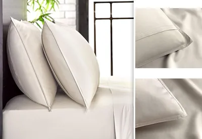 7 STARS HZM Bamboo Pillowcase, Standard Size 50x75, 400TC, Cool, Anti-Allergic, Soft and Silky (2 Pieces) - Ivory
