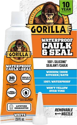 Gorilla 100% Silicone Caulk 2.8oz White 10yr Mold Resistant Best Price