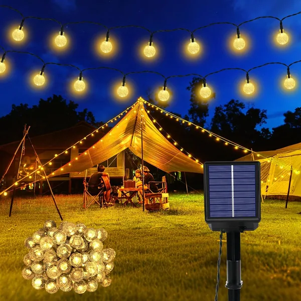 Fairy Lights Outdoor Solar Weatherproof, 60 LED Warm White 3 m + 10.2 m 8 Modes IP65 Outdoor Solar Fairy Lights Outdoor Weatherproof Lanterns for Balconies Patios Garden Trees Chri