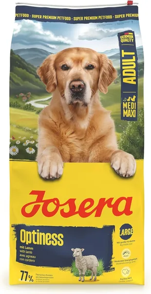 JOSERA Adult Large Optiness Lamb & Rice (1 x 12.5 kg) Premium Dry Food for Adult Dogs Protein Reduced Wheat Free Valuable Fatty Acids XL Croquettes Against Slings