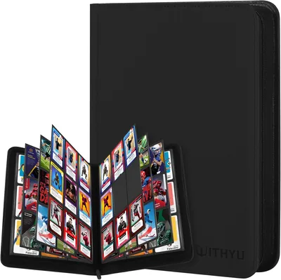 Album de Coleccion con Tarjetas WITHYU - 9 Bolsillos para 540 Tarjetas - Impermeable, Carga Lateral y Cierre por Corredera
