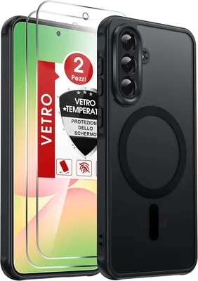 Copertina magnetica LeYi per Samsung Galaxy A56 5G con 2 pezzi di vetro temperato, Custodia per A 56 Trasparente Opaca anti-impronte digitali - Miglior Affare
