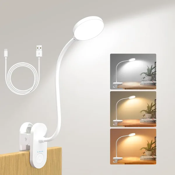 ZAPLIT 61 LED USB Rechargeable Clip Reading Lamp - 3 Color Temperature & 10 Brightness