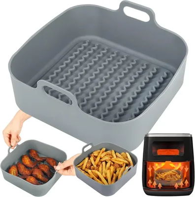 TradeKite Air Fryer Silicone Pot, 8-Inch Square Baking Basket
