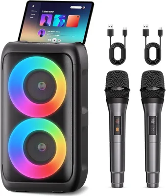 Bluetooth Speaker 2 Mic Party Lights