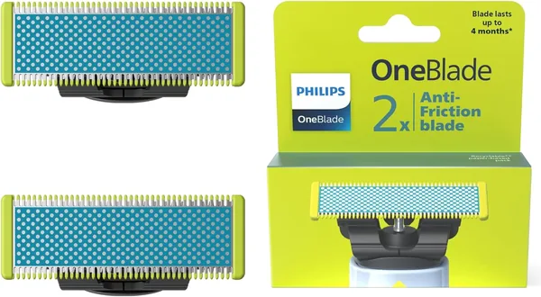 Philips OneBlade Ostrza do pierwszego golenia, 2x wymienne ostrza, zapobiegające tarciu, dla wrażliwej skóry - Najlepszy Cena