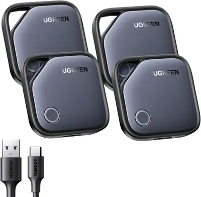 UGREEN Finetrack 4 Pack met USB-C Opladingsondersteuning en Bluetooth Tracker (Apple Find My compatibel), Smart Tag