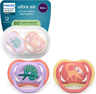 Pacifiques Philips Avent Ultra Air - Dummy orthodontique pour bébés à partir de 18 mois, silicone doux végétal, sans BPA