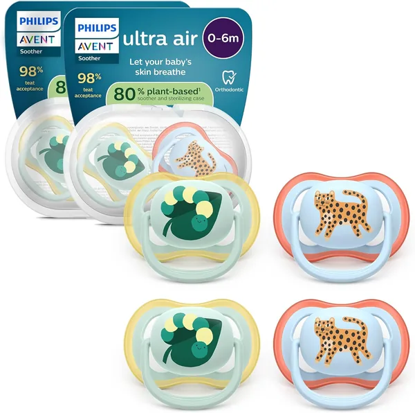 Philips AVENT Ultra Luftschnuller - Orthodontischer Entwurf für Babys, 0-6 Monate, Weich, Symmetrisches Silikonteat, BPA-frei, 2 Stk. | 33% Rabatt