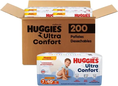 Huggies UltraConfort Pañal Desechable para Bebé, Etapa 7, Niño, Caja con 200 Piezas
