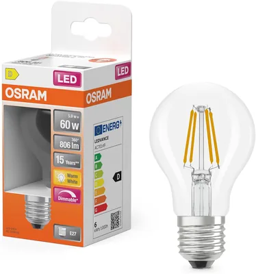 Osram Superstar Lampe A60 Filament dimmbar 2700K Warmweiß 5,9W E27 Klar 806lm Deckenleuchte 15000h - 13% Rabatt