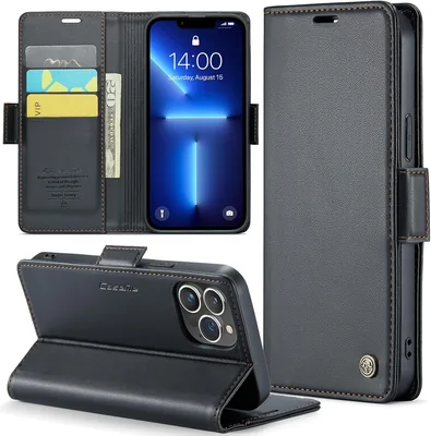 Rerzoiro Case för iPhone 13 Pro Max, Premium PU-leder telefonhuls med RFID-blokering ständar, kartfalk magnetisk omslag Flip Bo