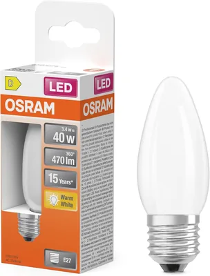 Osram LED Retrofit Classic B in B-Form, LED-Lampe, Glas, matt, 3,4 W, 470 lm, 2700 K, CRI 80 - Best Deal