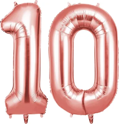 OFFCUP Nummer Ballon Rosegoud, Foliebalon Nummer 10, 40 Inch Helium Ballonnen Feestdekking Meisje Jongen Kinderen Geboorte