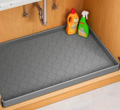 Jin&Bao Waterproof Under Sink Mat 34" x 22", Silicone Cabinet Protector