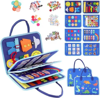 Montessori Bokaktivitetsbord Sensory Bok Montessori Toyer Interaktiv Aktivitetskist Utbildning Fin Motor Geschenk för Barn