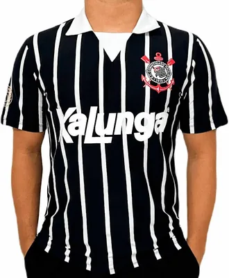 Camisa Polo Corinthians Retrô Kalunga, Masculina, Preta - 88% de Desconto