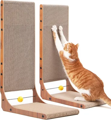 Fukamaru Kattekrans 68 cm L-vormig Schraapbord met Bal voor Binnenkatten, Havermoutkleur, Set van 2 Best Deal