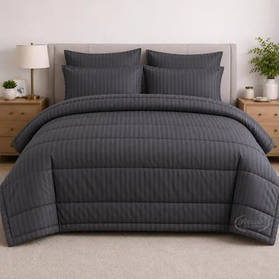 Relax Collection 5-Piece Comforter Set - Dark Grey Queen