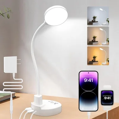 ZAPLIT 15W Lámpara de Escritorio LED con USB-A y USB-C - Dimmable, 3 Temperaturas de Color, 5 Niveles de Brillo, 4 Temporizadores, Flexible 360° - 23% Descuento