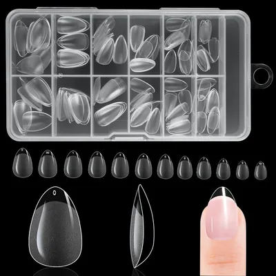 BUTBU Kunstmatige Neelnagels, Zachte Gel Volledige Dekking Neeltip, Transparante Acryl Nageltips, DIY Manicure Set