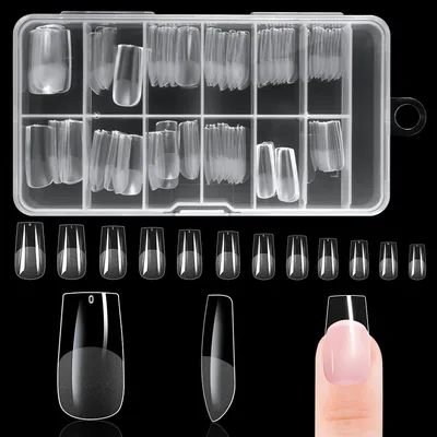 BUTBU Kunstmatige Neelnagels, Zacht Gel Volledige Dekking Nagel Tip, Transparante Acryl Nageltips, DIY Manicure Kit