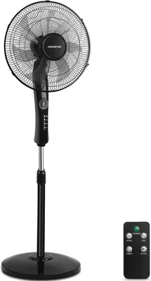 Aigostar Silencioso Ventilador de Pie con Control Remoto: 7 Láminas, Alto Flujo de Aire 2160m³/h, 3 Modos y 3 Velocidades, Temporizador 7.5 Horas, Oscilación 70°