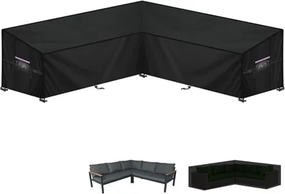 LAMUNI Lounge Cover - V-Shaped Garden Furniture Cover, Waterproof Rattan Sofa Cover, 420D Oxford Fabric Outdoor