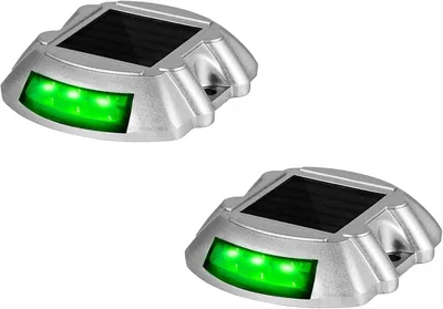 Extra Bright Solar Deck Lights Green Waterproof with 6 LED Driveway Safety Light for Pathway [2 Pack