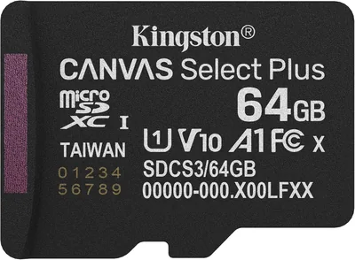 Kingston Canvas Select Plus SDCS3/64GBSP - Tarjeta de Memoria microSD (64 GB, micSDXC Gen3 100R A1, sin Adaptador SD) Mejor Oferta