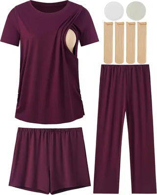 DANSHOW Maternity Nursing Pajamas 3 Piece Set - Best Deal