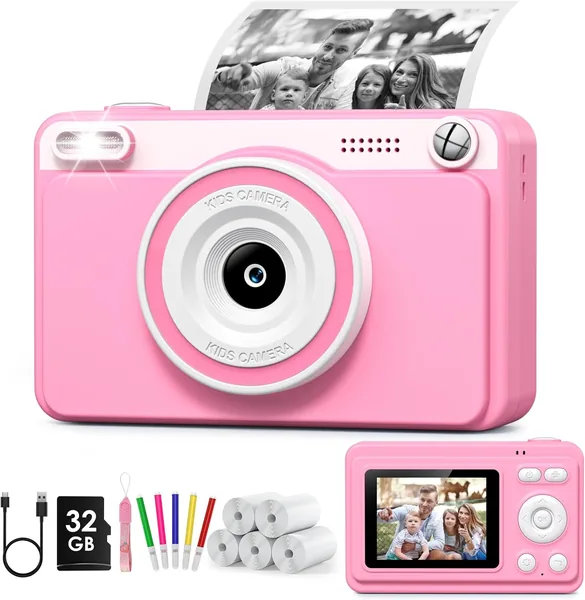 2.4 Inch Instant Kids Camera with 32GB Card, 1080P Digital Camera for Children, Gift Toy for 3-14 Years