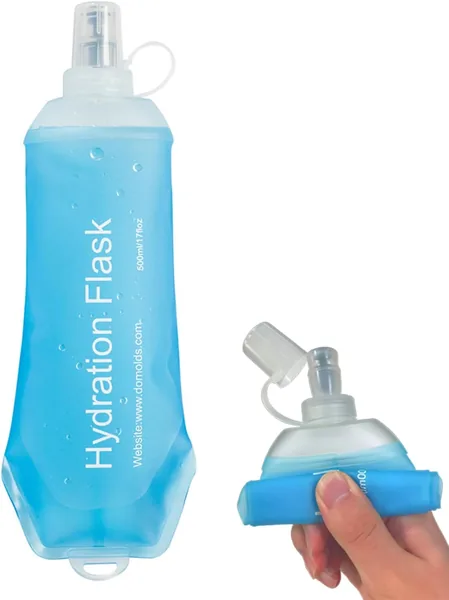 Lightweight Leakproof Soft Flask - 500ml Foldable Collapsible Water Bottle for Running Vest & Belt