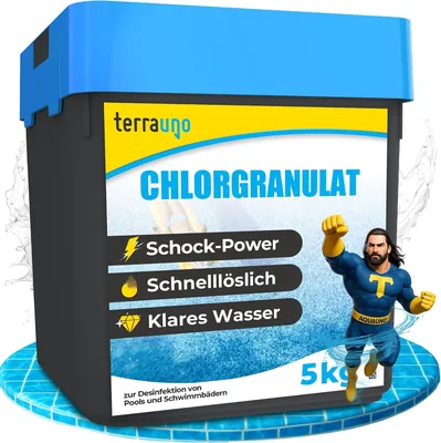 TerraUno Chlorin Granulat für Pool, Schockchlorierung und kontinuierliche Chlorierung, schnell löslich 5 kg