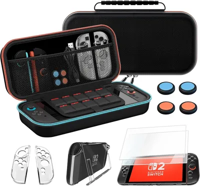 Estojo de Transporte para Nintendo Switch 2 (2025) 10 em 1 - Capa Protetora Rígida, Portátil para Viagem com 2 Películas