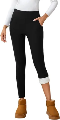 EDOTON Termiczne legginsy damskie z podszewką, na zimę, z kieszeniami - Najlepsza oferta