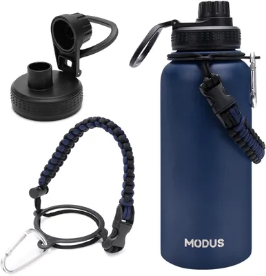 Garrafa Térmica de Água Isolada 950ml Quente & Frio de Aço Inox com Alça (Azul) - Melhor Preço