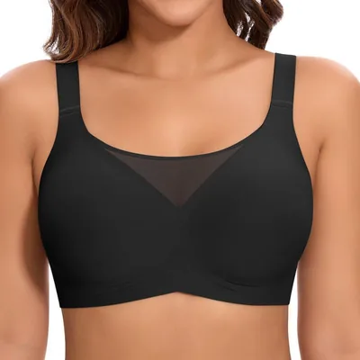 Jiuday Damen-BH ohne Bügel für große Brust - Starker Halt, Soft-Jelly, Nicht-Wired, Push-Up, Seitlich verstellbare Träger - Nahtloser Komfort - Best Deal