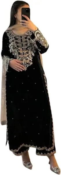 Tanya Suppar Sleave Sequin Georgette Embroidered Kurta Set with Pyjamas and Dupatta