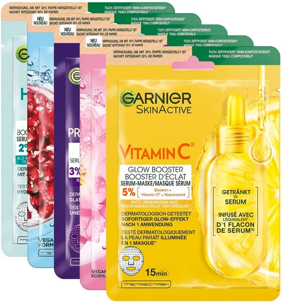 Garnier SkinActive Cloth Masks Set of 5